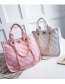 Fashion Pink Pure Color Decorated Handbag