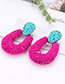 Fashion Blue+plum Red Waterdrop Shape Decorated Earrings