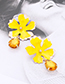 Fashion Black Waterdrop Shape Decorated Flower Earrings