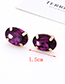 Fashion Purple Oval Shape Decorated Earrings