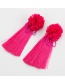Fashion Plum Red Flower Shape Decorated Tassel Earrings