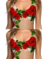 Fashion Red Flower Pattern Decorated Swimwear