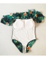 Fashion Green Flower Pattern Decorated Swimwear