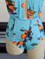 Fashion Blue+orange Off-The-Shoulder Design One-Piece  Swimwear