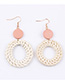 Fashion Yellow+white Round Shape Decorated Earrings