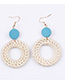 Fashion Pink+white Round Shape Decorated Earrings