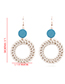 Fashion Blue+white Round Shape Decorated Earrings