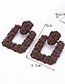 Fashion Brown Square Shape Decorated Earrings