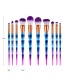 Fashion White+purple Flame Shape Design Cosmetic Brush(10pcs)