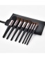 Fashion Black+brown Flame Shape Design Cosmetic Brush(8pcs With Bag)