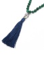 Fashion Green+navy Beads&buddha Decorated Tassel Necklace