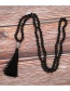 Fashion Black Pure Color Design Tassel Necklace