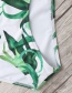 Sexy White+green Weeds Pattern Decorated One-piece Bikini