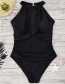 Sexy Black Pure Color Design Off-the-shoulder Bikini
