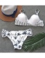 Sexy White Coconut Tree Decorated Split Bikini
