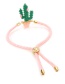 Fashion Green+pink Cactus Shape Decorated Hand-woven Bracelet