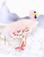 Fashion Pink Beads Decorated Flamingo Shape Brooch