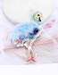Fashion Blue Beads Decorated Flamingo Shape Brooch