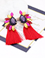 Elegant Purple Oval Shape Diamond Decorated Tassel Earrings