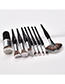 Trendy Brown Geomstric Shape Design Cosmetic Brush(9pcs)