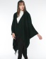 Fashion Navy Tassel Decorated Pure Color Cloak