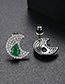 Fashion Black Full Diamond Decorated Moon Shape Earrings