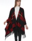Fashion Red Grid Pattern Decorated Scarf