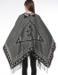Fashion Navy Geometric Pattern Decorated Tassel Scarf