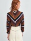 Fashion Multi-color V Neckline Design Stripe Pattern Blouse