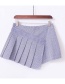 Fashion Blue Grids Pattern Decorated Skirt