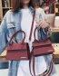 Fashion Claret Red Pure Color Decorated Bag