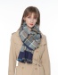 Fashion Navy Grids Pattern Decorated Scarf