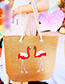 Fashion Khaki Flamingo Pattern Decorated Bag