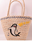 Fashion Beige Dolphin Pattern Decorated Bag