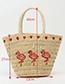 Fashion Beige Flamingo Pattern Decorated Bag