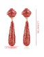 Fashion Red Full Diamond Decorated Earrings