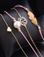 Fashion Gold Color+pink Heart&leaf Shape Decorated Bracelet (4 Pcs )