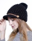 Simple Black Pom Ball Decorated Pure Color Hat