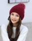 Fashion Claret Red Pom Ball Decorated Pure Color Hat
