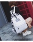 Vintage White Grid Pattern Decorated Backpack