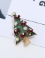 Fashion Green Diamond Design Christmas Tree Shape Brooch