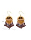 Fashion Gold Color+coffee Sector Shape Design Tassel Earrings