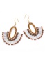 Fashion Gold Color+coffee Beads Decorated Oval Shape Earrings
