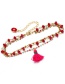 Fashion Gold Color+red Tassel&beads Decorated Multi-layer Bracelet