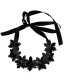 Fashion Black Flowers Decorated Pure Color Necklace