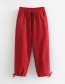 Fashion Red Pure Color Decorated Trousers