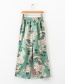 Fashion Green Flower Pattern Decorated Trousers