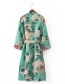 Fashion Green Flower Pattern Decorated Coat