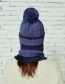 Fashion Navy Pom Ball Decorated Pure Color Hat (3 Pcs )