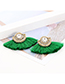 Fashion Green Tassel&diamonde Decorated Earrings
